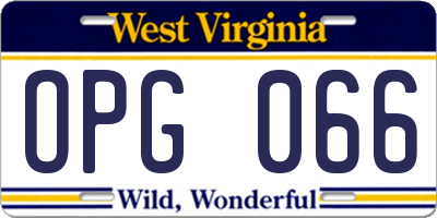 WV license plate OPG066
