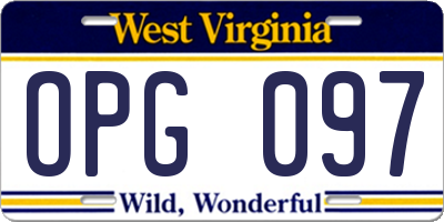 WV license plate OPG097