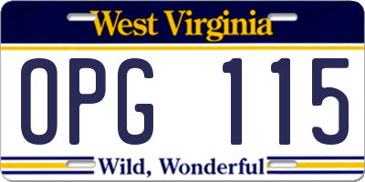 WV license plate OPG115