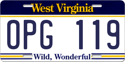 WV license plate OPG119