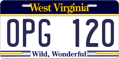 WV license plate OPG120