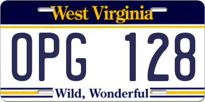 WV license plate OPG128