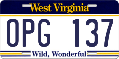 WV license plate OPG137