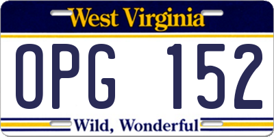WV license plate OPG152
