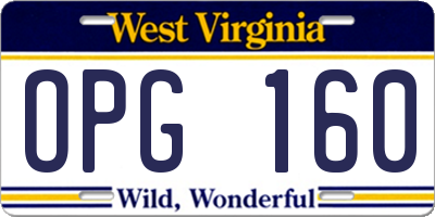 WV license plate OPG160