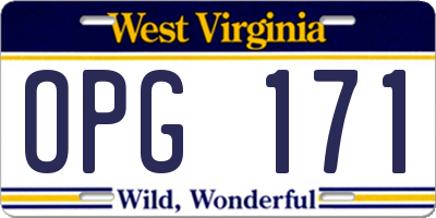 WV license plate OPG171