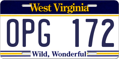 WV license plate OPG172