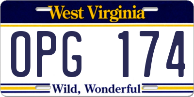 WV license plate OPG174