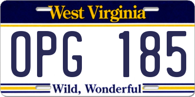 WV license plate OPG185