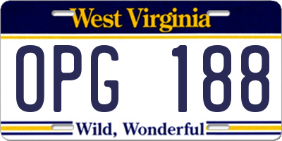 WV license plate OPG188