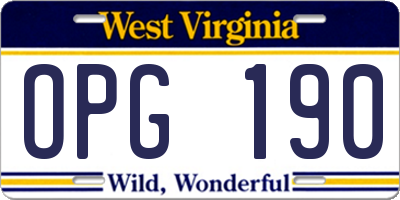 WV license plate OPG190