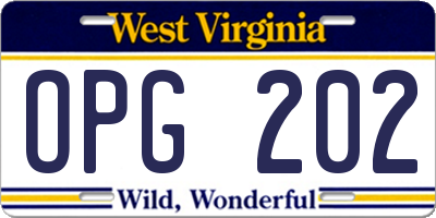 WV license plate OPG202