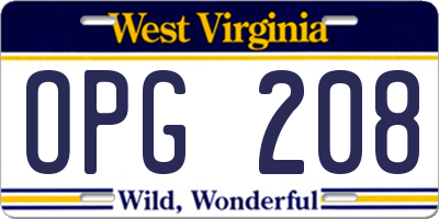 WV license plate OPG208