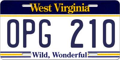 WV license plate OPG210