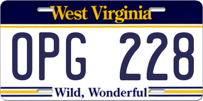 WV license plate OPG228