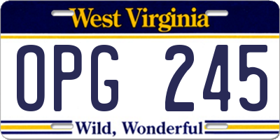 WV license plate OPG245