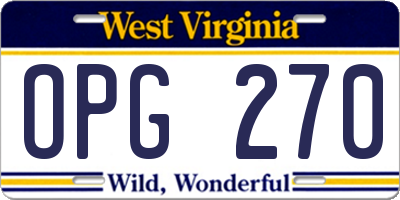 WV license plate OPG270