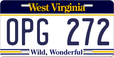 WV license plate OPG272