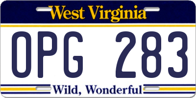 WV license plate OPG283