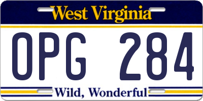 WV license plate OPG284