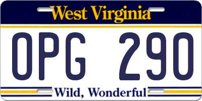 WV license plate OPG290