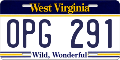 WV license plate OPG291