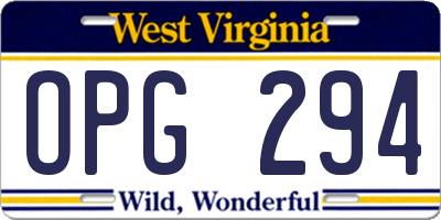 WV license plate OPG294