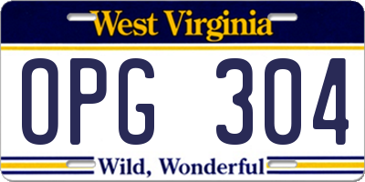 WV license plate OPG304