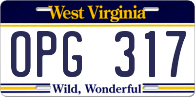 WV license plate OPG317