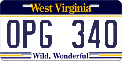 WV license plate OPG340