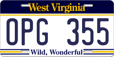 WV license plate OPG355