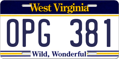 WV license plate OPG381