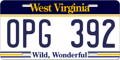 WV license plate OPG392