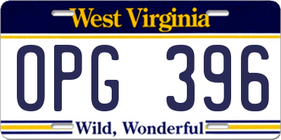 WV license plate OPG396