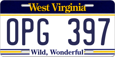 WV license plate OPG397