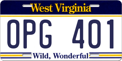 WV license plate OPG401
