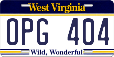 WV license plate OPG404