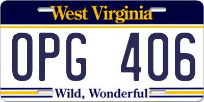 WV license plate OPG406