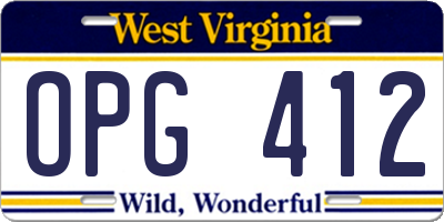 WV license plate OPG412
