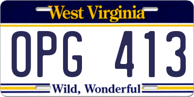 WV license plate OPG413