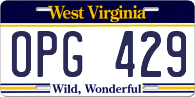 WV license plate OPG429