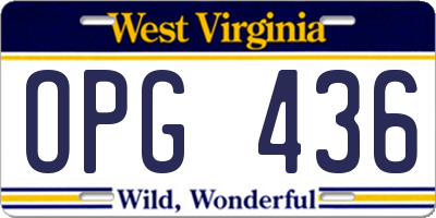 WV license plate OPG436