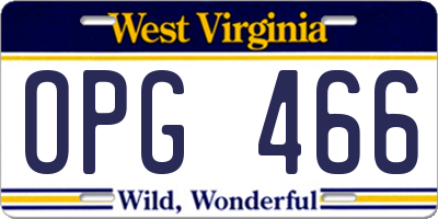 WV license plate OPG466