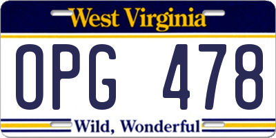WV license plate OPG478