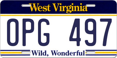 WV license plate OPG497