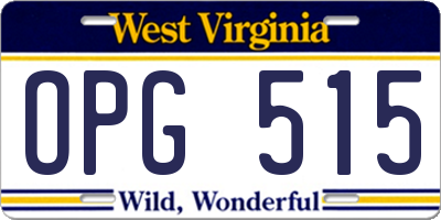 WV license plate OPG515