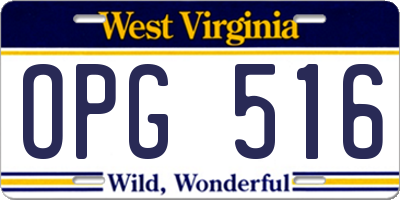 WV license plate OPG516