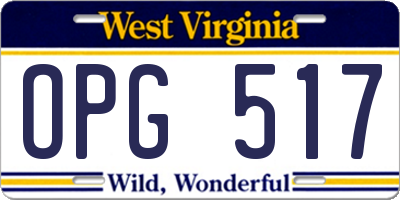 WV license plate OPG517