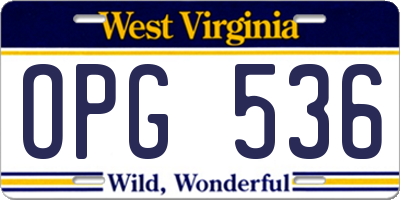 WV license plate OPG536