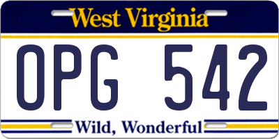 WV license plate OPG542